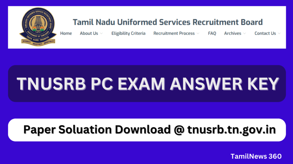 TNUSRB PC Exam Answer Key 2023